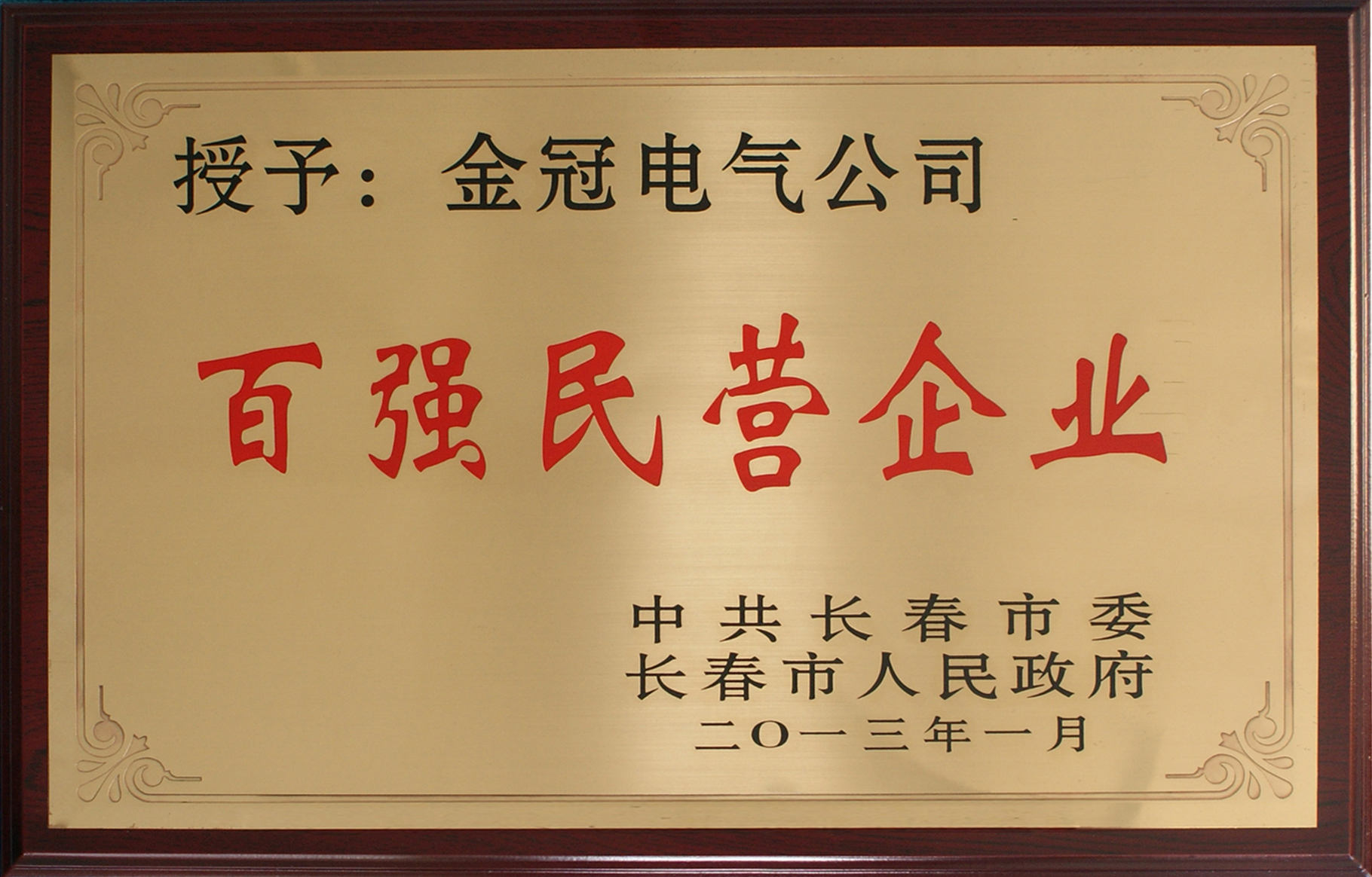 2013年長(zhǎng)春市百強(qiáng)民營(yíng)企業(yè)